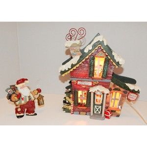 Kurt Adler Snowtown Village Claus & Co Workshop Lighted House With Santa Claus